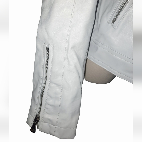 Express Faux Leather Biker Jacket Quilted Gray Medium - Picture 9 of 11